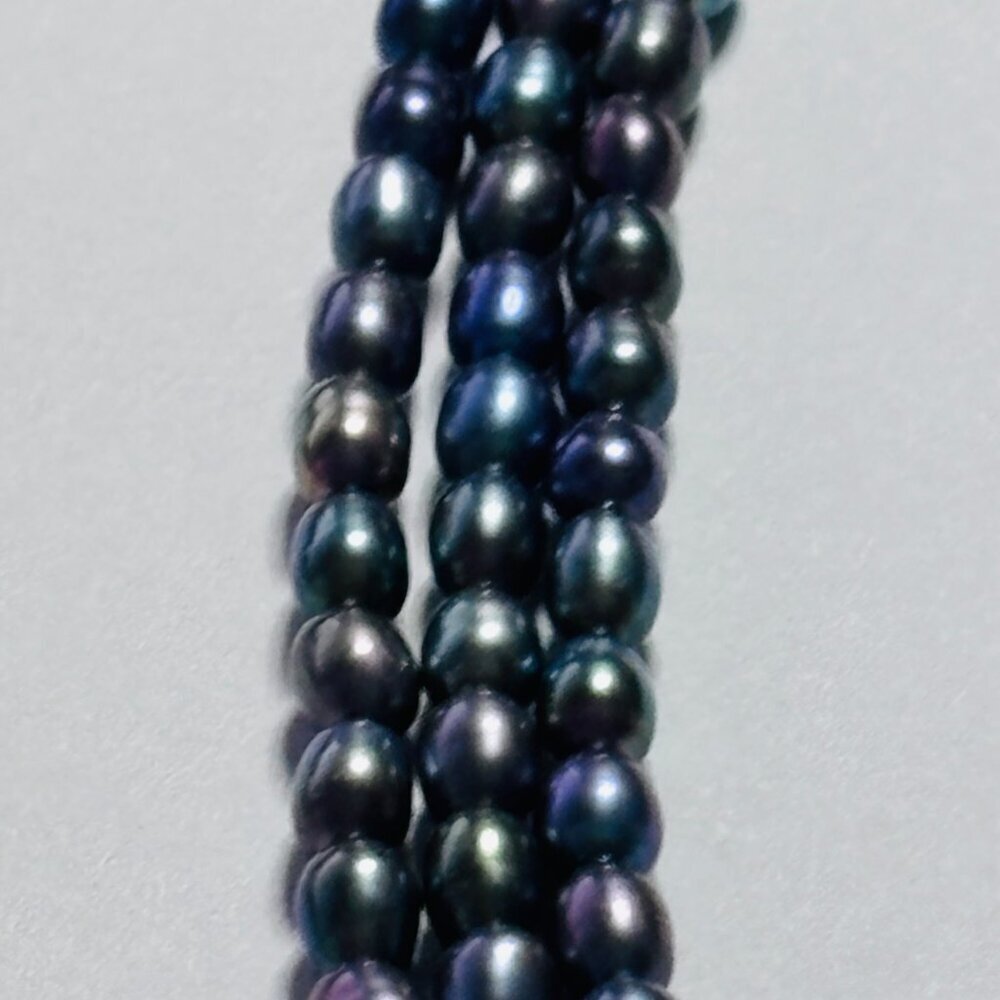 Multi Strand Peacock Pearl Necklace Blue Green Iridescent 18” - Picture 8 of 11